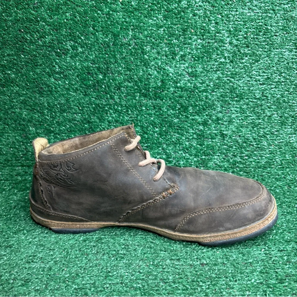 OluKai Kamuela Brown Leather‎ Lace Up Ankle Hawaiian Chukka Boots Mens Size 11.5